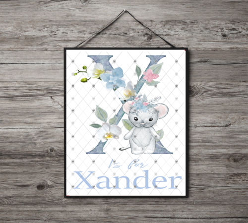 Animal Initial Name Print, Letter X Custom Print, Letter X